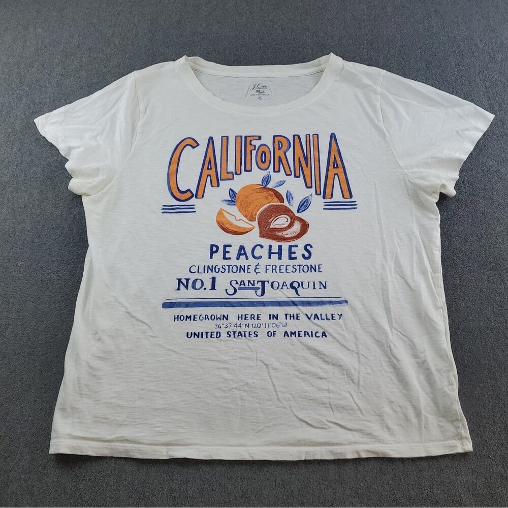 J.Crew California Peaches T-shirt Women Size 2XL White